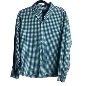 J Crew Men's Size Xl Flex Washed Slim Untucked Gingham Plaid Button Down Shirt